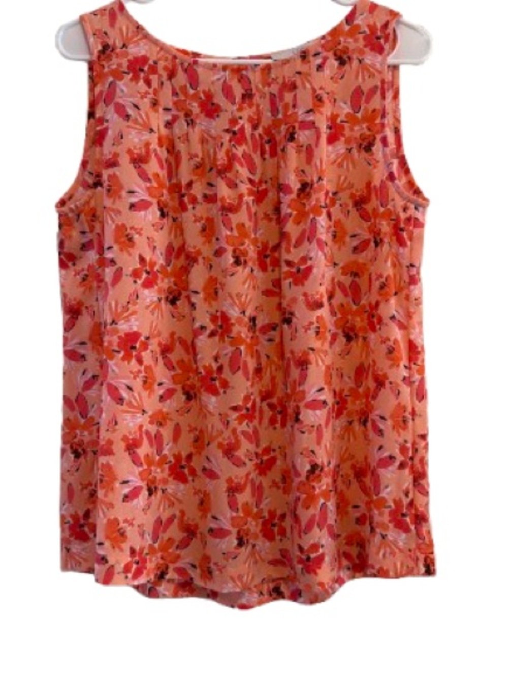 Sleeveless Floral Shell Top in Coral Pink by Loft